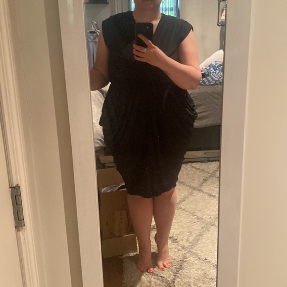 Vintage V Neck Black Dress - Picture 5 of 5